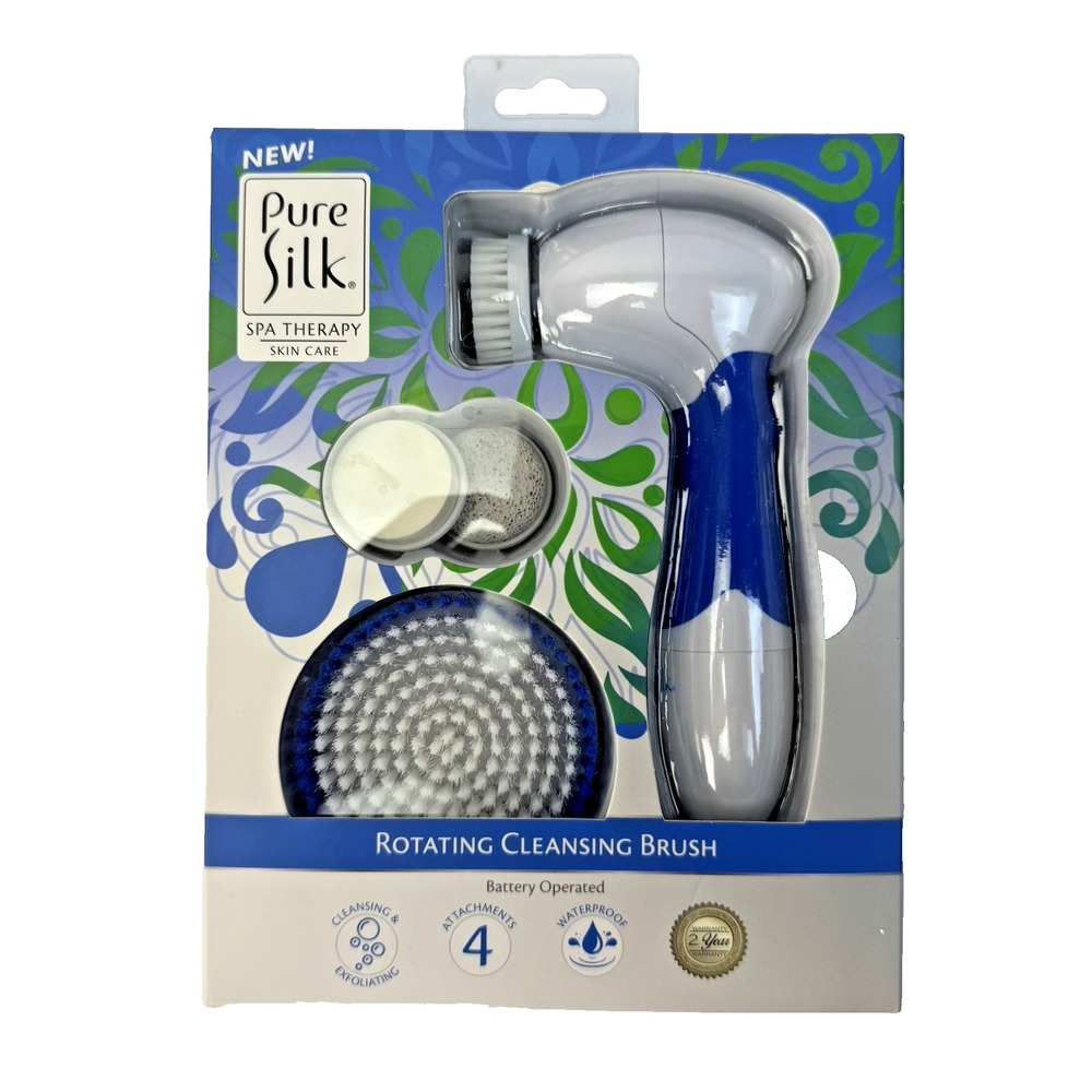 Pure Silk Rotating Cleansing Brush Spa Kit Blue Battery Powered Waterproof NEW
